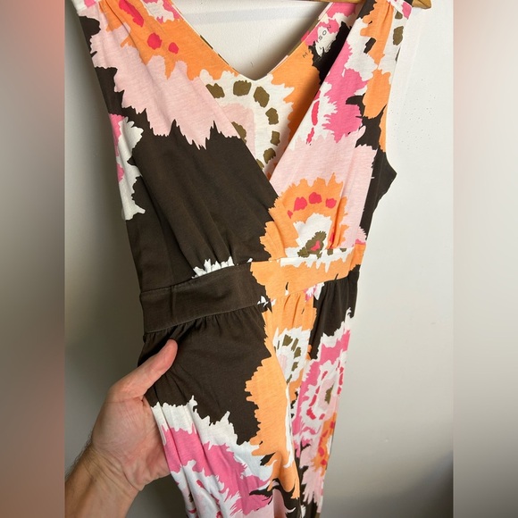 Madison 100% Pima Cotton Midi Dress Abstract Colorful Size L made in Peru - Picture 3 of 10